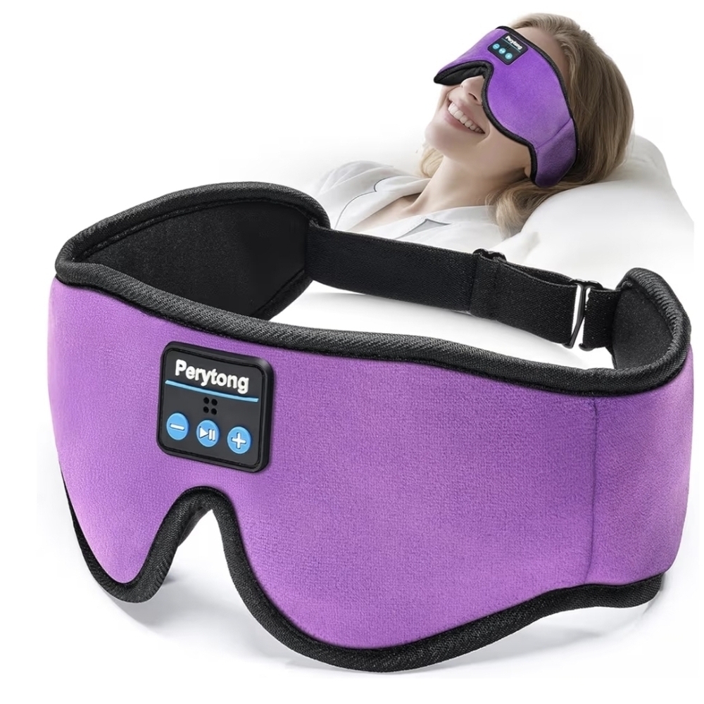 Purple Bluetooth Sleep Mask with headphones